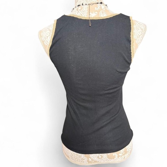 Sparkle Black Basic Tank Top Women's Medium Sleeveless Stretchy Layering Shirt - Picture 4 of 5